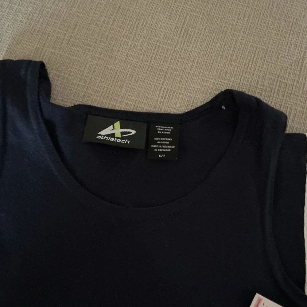 Athletech Navy Tank Top with Light Blue Panels and White Trim